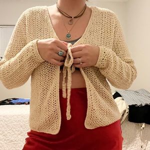 Cream open knit cardigan